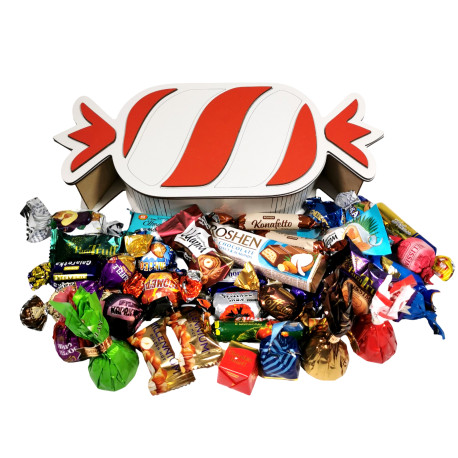 Подарунок №34/2 “Різдвяна цукерка” 520г (30х12,5х6 см, у дерев'яній коробці), Унікальна цукерка